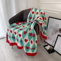 Wonderland Love Heart Knitted Blankets Bohemian Plaid Throw Blanket Sofa Cover Leisure Bed Cover Blanket Bedspread