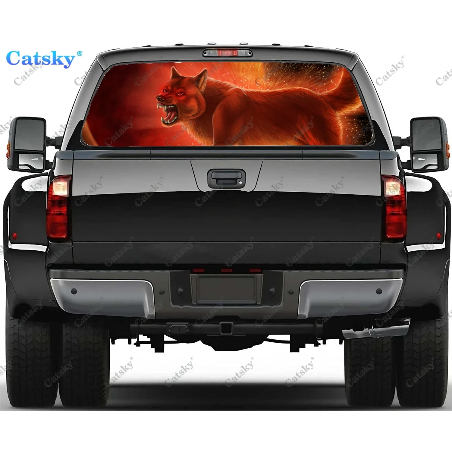 

Wolf Horror Werewolf Rear Window Decals for Truck,Pickup Window Decal,Rear Window Tint Graphic Perforated Vinyl Truck Sticker