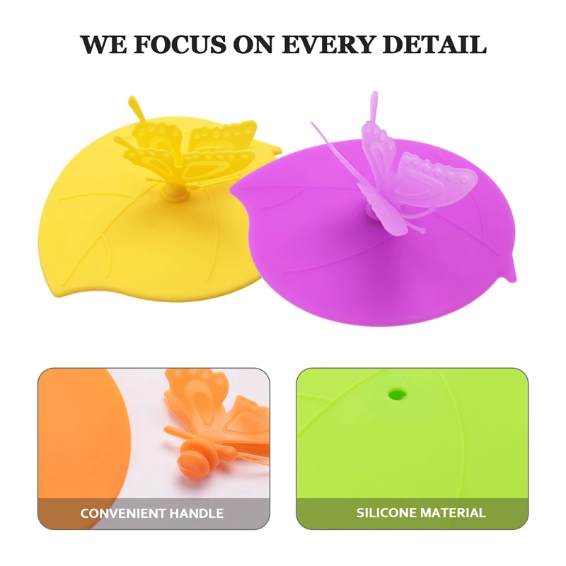 6Pcs Silicone Cup Covers Butterfly Mug Cup Lids Anti-Dust Airtight Seal Mug Cover Food Covers For Bowls, Cups,Pots