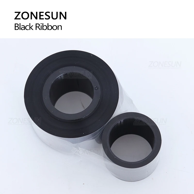 ZONESUN 200M 1 Set Pita Termal Hitam untuk ZS-DC24A Pembuat Kode Cetak Tanggal