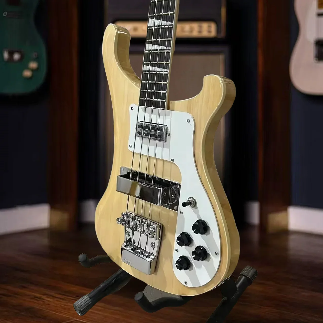 

Free Shipping 4003 Original Wood 4003 Bass Electric Guitar 4 Strings Chrome Hardware with Upgrade Accessories White Pickguard