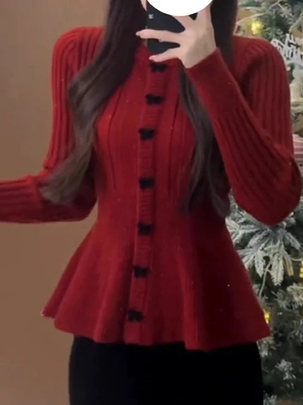 

Новинка 2023 года, корейский повседневный универсальный облегающий женский свитер, дизайн Sensation ort, милый открытый кардиган, пальто Ins