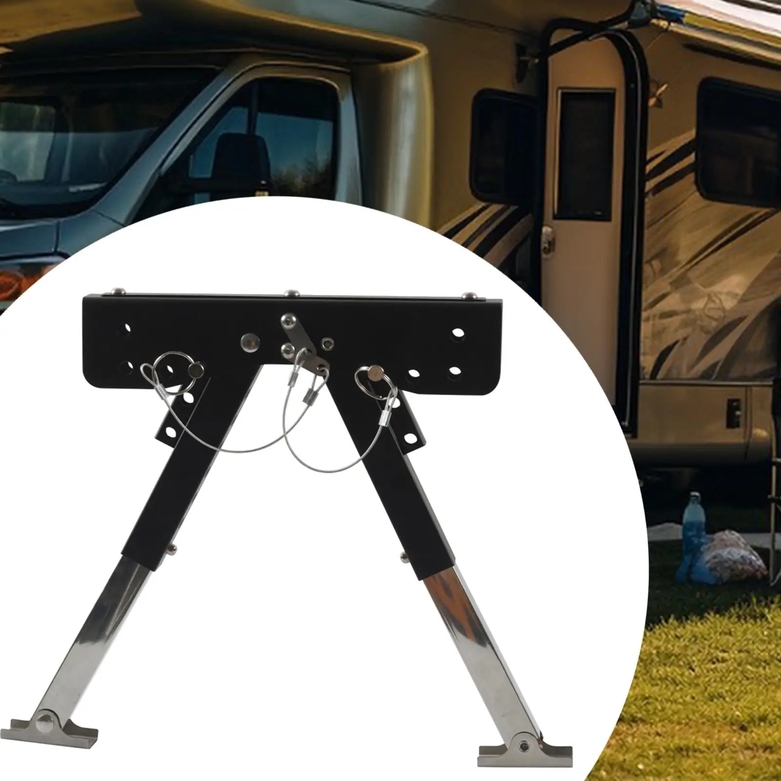 

RV Step Stabilizer Adjustable Accessories Heavy Duty Steel Portable 2.8" to 11.3" Stair Stabilizer for Campers Motorhome
