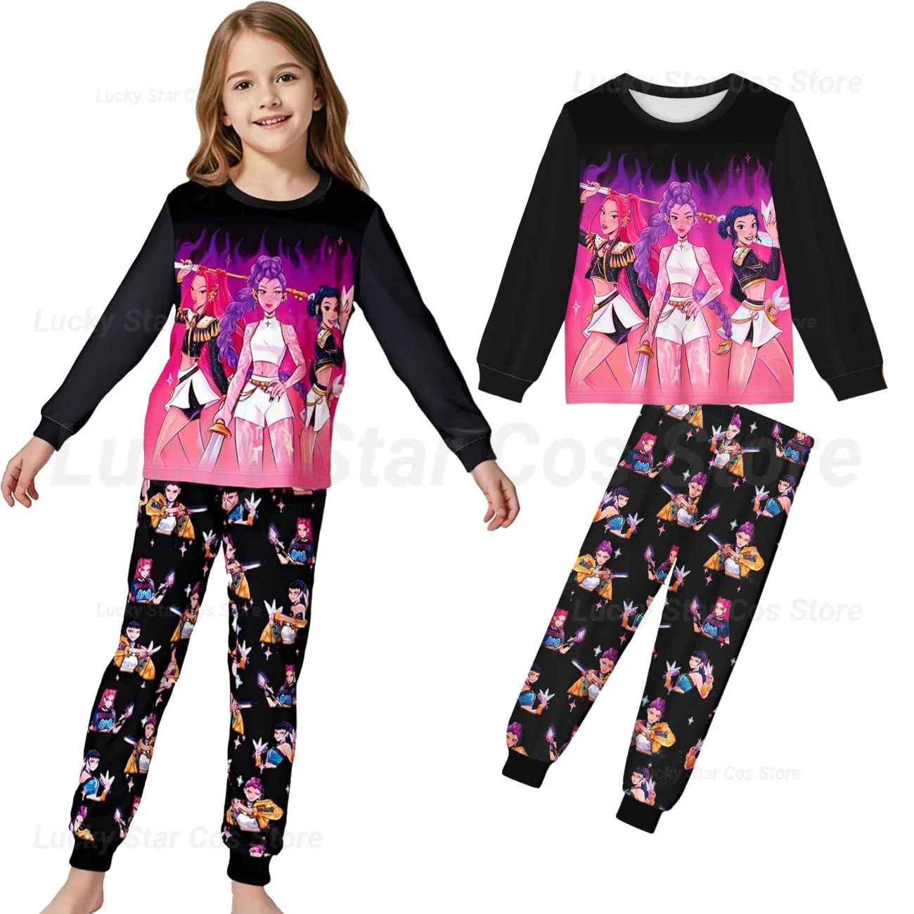 

K-Pop Demon Hunters Saja Boys Kids Cartoon Set Long Sleeve 2pcs Home Sleepwear Pants forBoys Girls Baby Teen Summer Collection