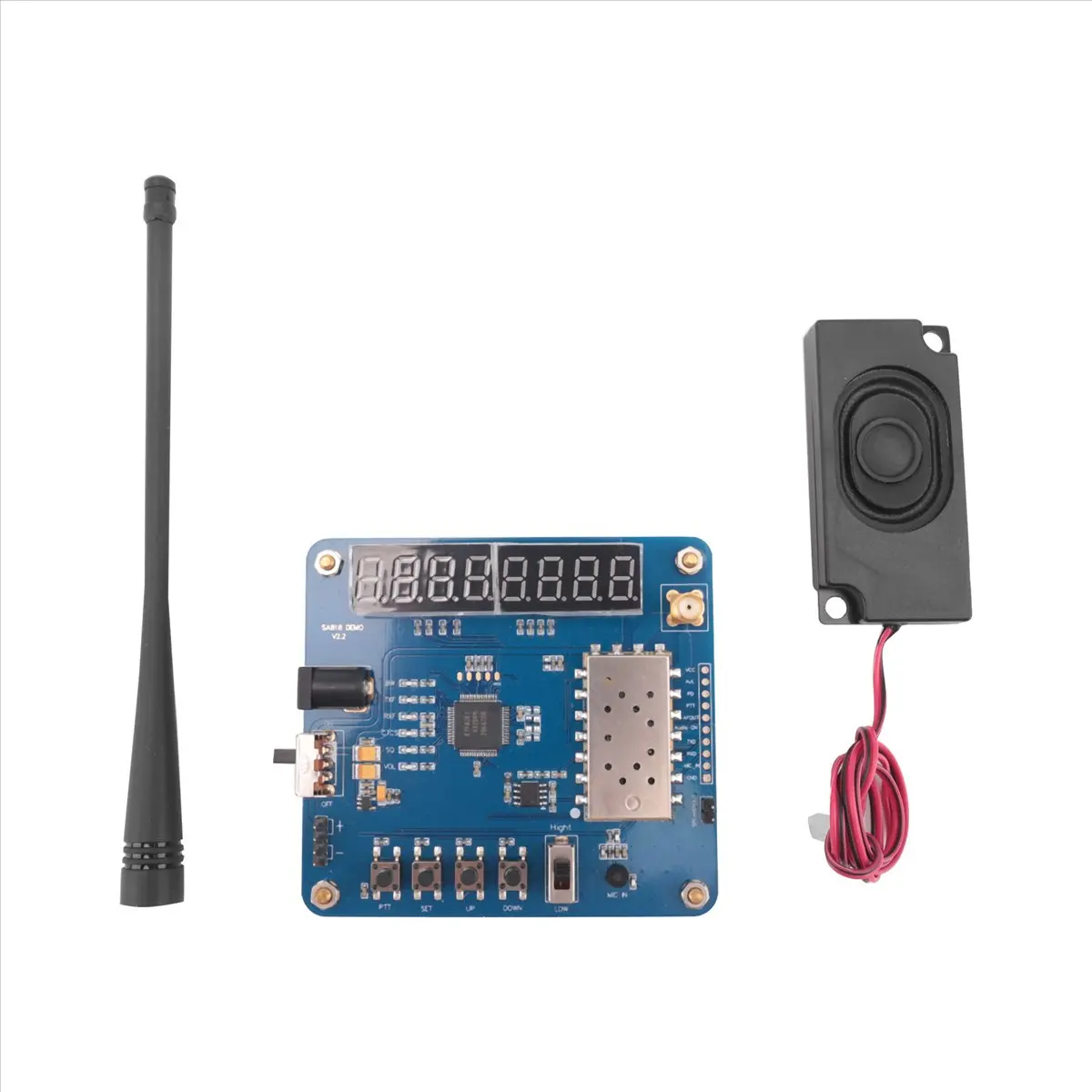SWXF Intercom Module DEMO Board Kit UHF Walkie Talkie Module SA818S+Speakers+ Straight Rod Antennas (400-480MHz)