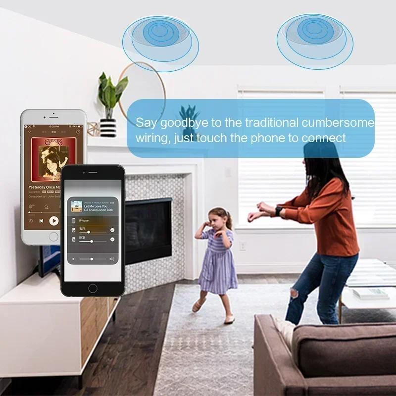 2026/CS-2 Wireless Ceiling Speaker Audio System WiFi Blue tooth Multi-room Playback Active Speakers for Home Theatre System
