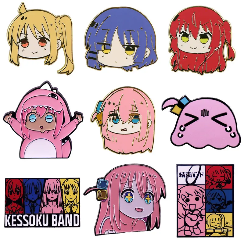 Cute Character Bocchi Rock Band Anime Character Hard Enamel Brooch Cute Pins Clothing Backpack Badges Fashion Accessories Gifts