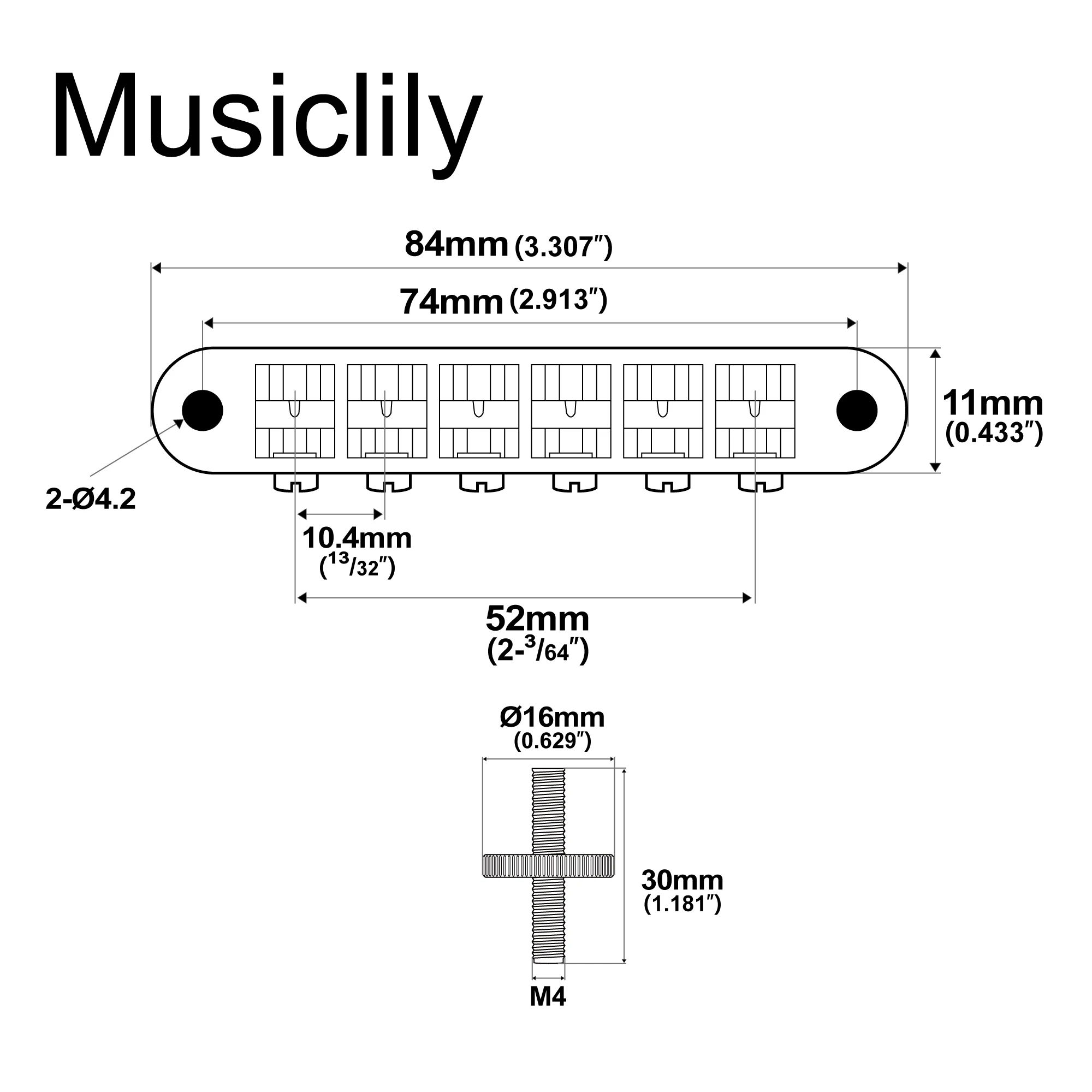 Musiclily Pro 52mm ABR-1 Tune-o-matic Bridge for Epiphone LP SG Style Electric Guitar