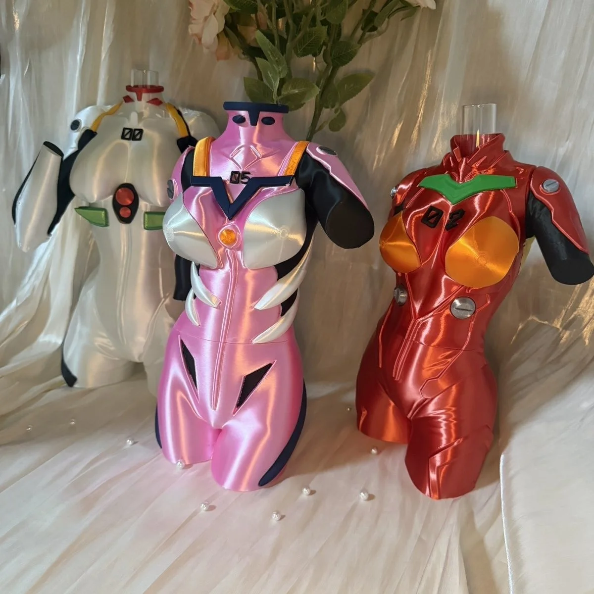 3D Printed Asukad Red Mecha Style Girl Vase evaing Anime Figure Decor Desktop Ornament Home Collectible Gift For Animation Fans