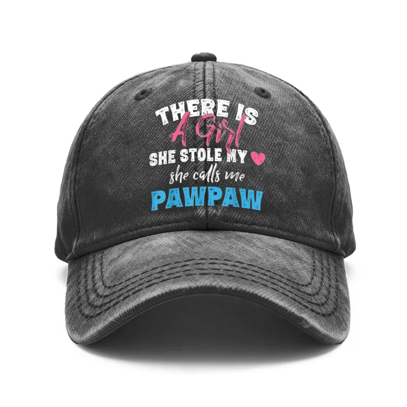 Vintage Washed Unisex Baseball Cap, Someone Stole My Heart, She Calls Me Daddy, Lettering Graphic Print, Adjustable