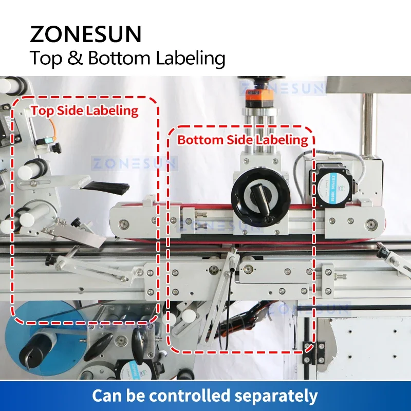 ZONESUN Automatic Flat Surface Top and Bottom Labeling Machine Cans Boxes Bags Label Applicator  ZS-TB602