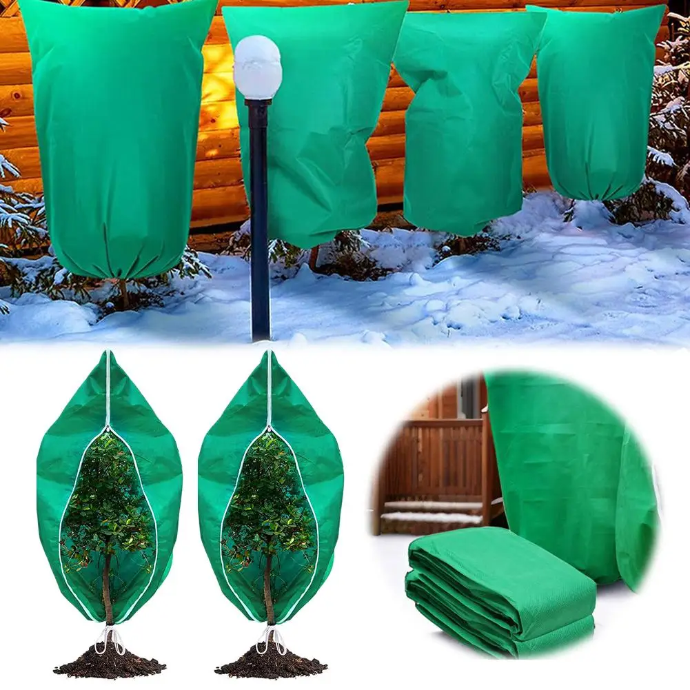 4개/세트 겨울 식물 서리 방지 커버, 두꺼운 부직포 나무 및 정원 방한 재킷 Pl W6P5