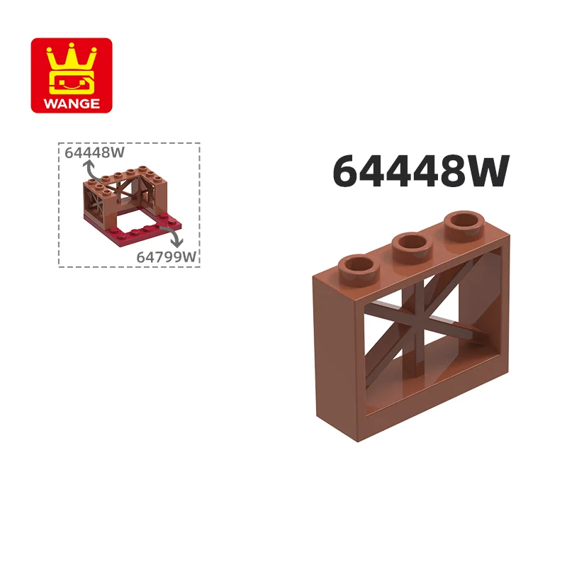 WANGE 64448w 100g/76PCS Iron frame with 3 holes Accessories Compatible with Brick DIY Children's Toy Assembly Parts