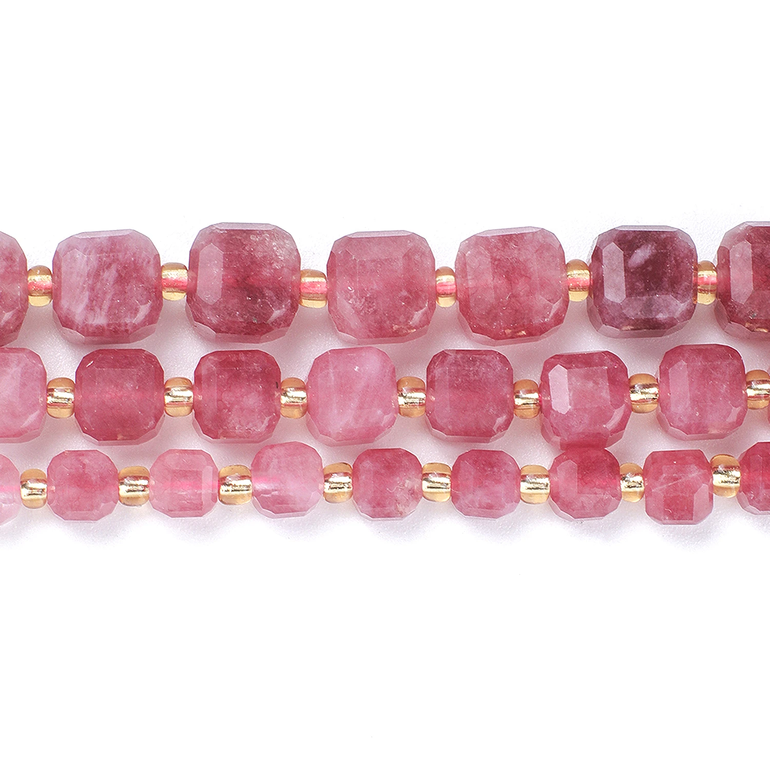 Großhandel rosa Turmalin Jade Stein Perlen facettierte quadratische Würfel Perlen für Schmuck machen Diy Armband Perlen Zubehör – Detail 5
