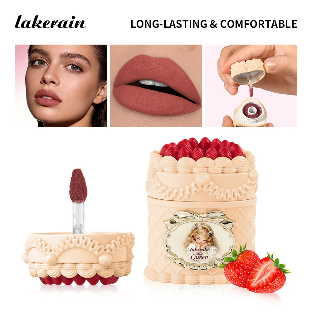 

Miss Queen Strawberry Lip Clay Matte Finish Mousse Texture Anti-smudge Non-transfer Long Lasting Color Moisturizing Lipstick