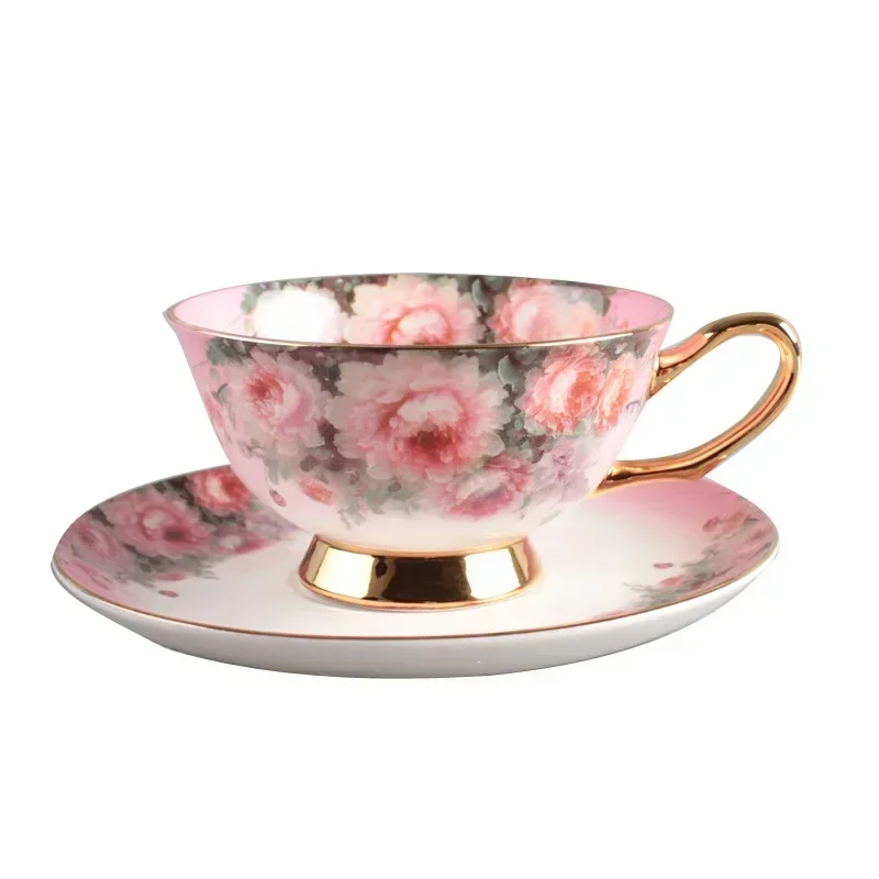 Coffee Cup Afternoon Tea Couple Pair Cup Bone China Coffee Cup Saucer European Flower Ceramic Cups Afternoon Tea Flower Tea Cups