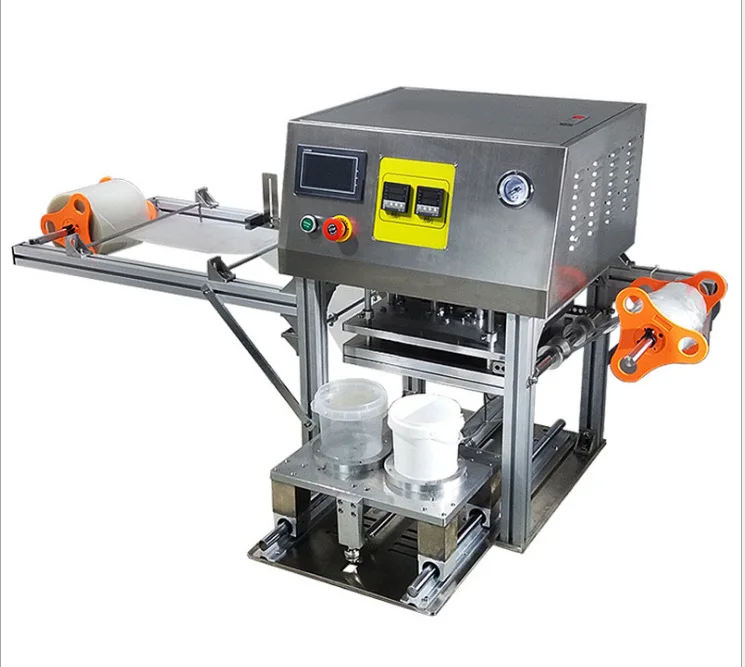 

Automatic Induction 4 Cup Tray Sealing Machine Fast Food Sealer for Tea Cups Jelly and Milk Trays