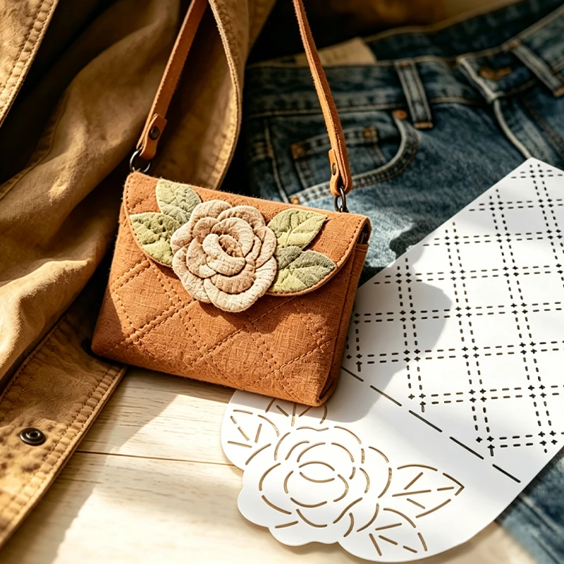 Rose Handbag Sewing Template for DIY Projects