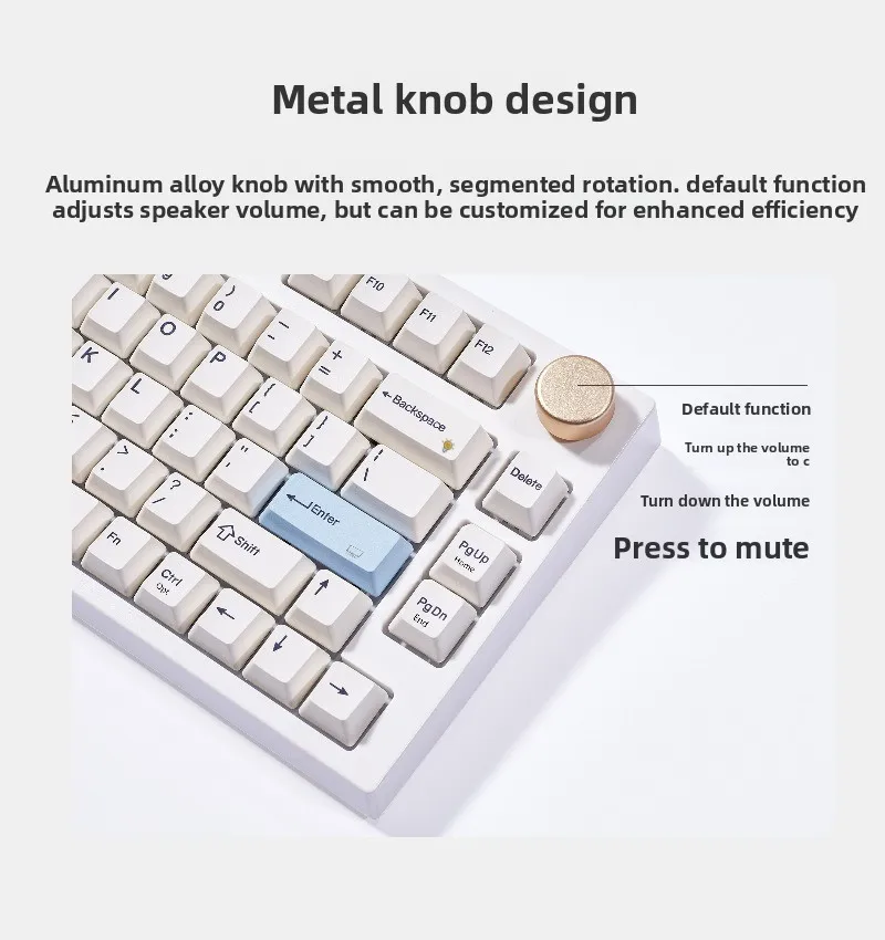 Keydous NJ80 Mechanical Keyboard Wireless Tri Mode with Metal Knob Dual 8K Return Rate Hot-swappable Low Latency Gaming Keyboard