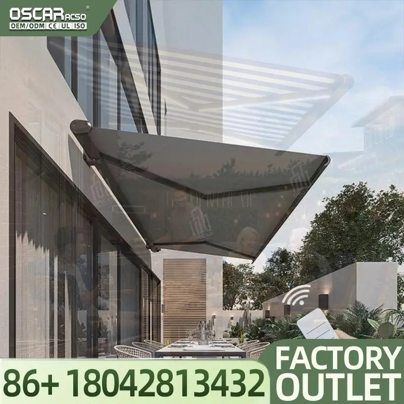 Customizable Motorized Retractable UV proof Awning Electric Window Shade Aluminum Frame PVC for Patio Balcony Sunshade in USA Re