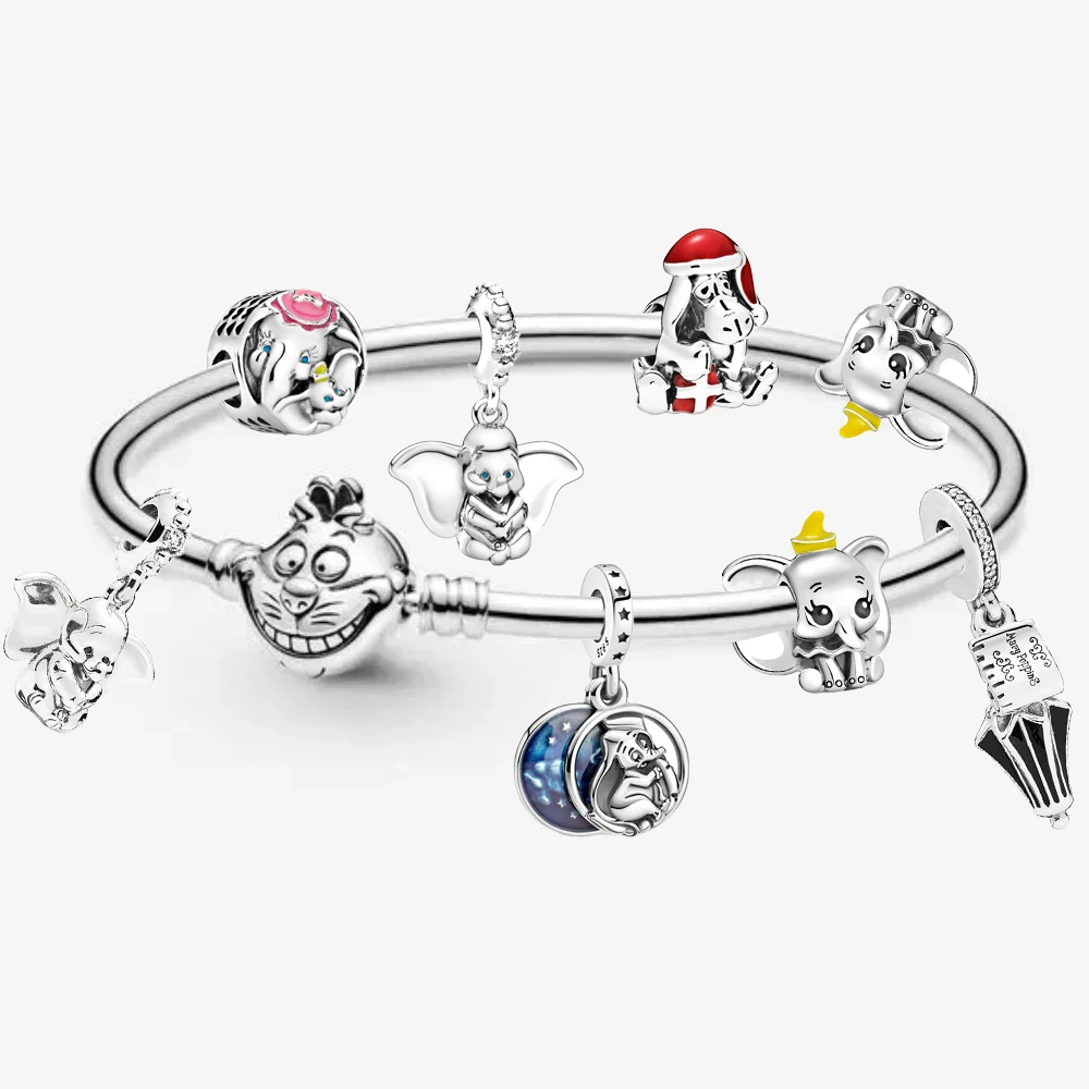 

Miniso Disney Dumbo Donkey Doggie Minnie Stitch Charm 925 Sterling Silver Fit Original Bracelets Bangle Accessory DIY Jewelry