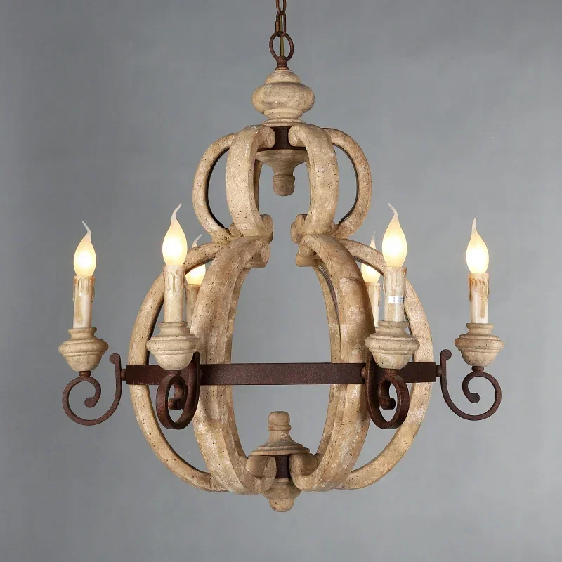 

Nordic Creative Solid Wood Retro Rural Style Pendant Lamp Living Room Restaurant Bedroom Kitchen Chandelier House Decor Lighting