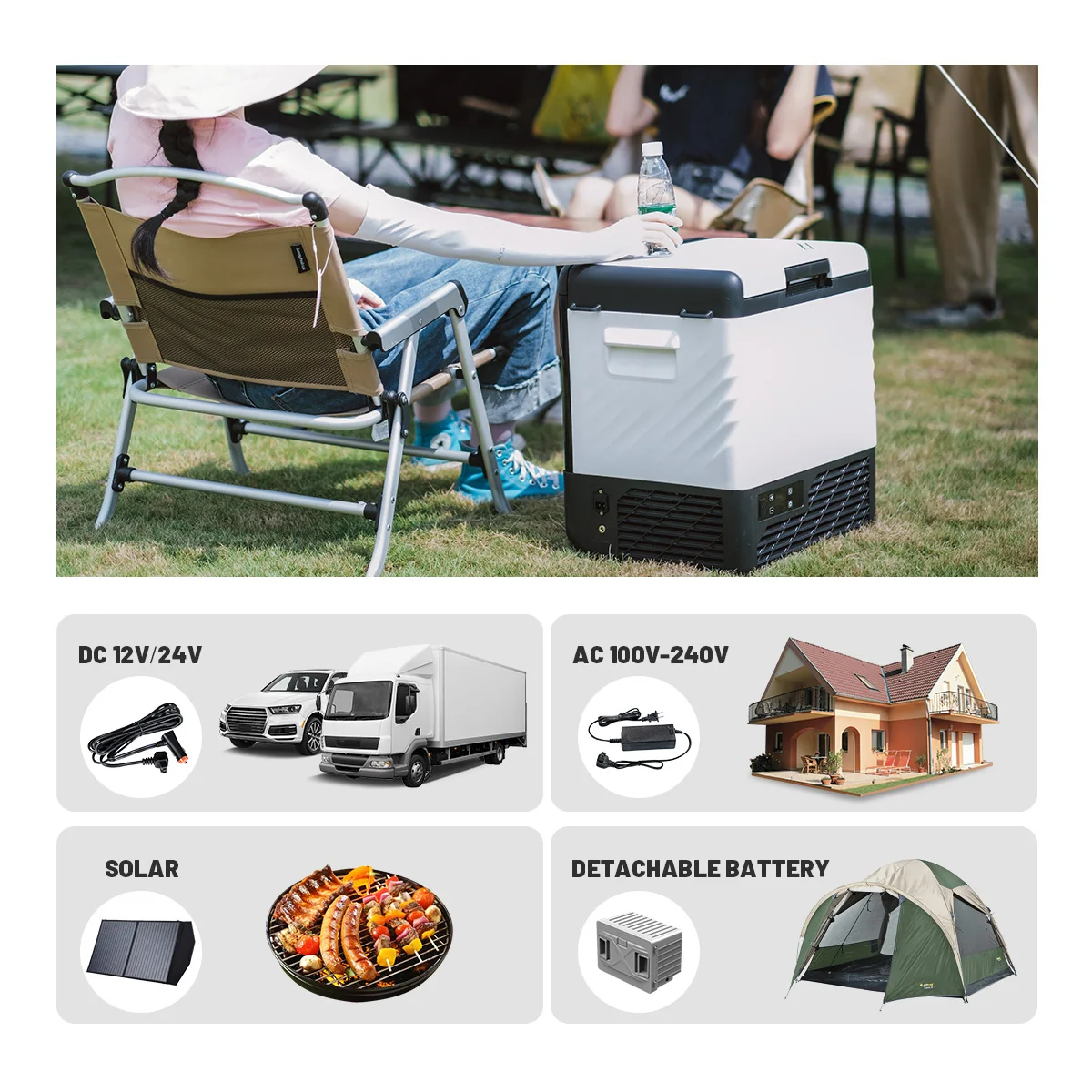 DC12/24 فولت AC220V المحمولة الشمسية 22L ضاغط سيارة صغيرة الثلاجة الفريزر الثلاجة المجمدات للتخييم في الهواء الطلق قافلة Rv