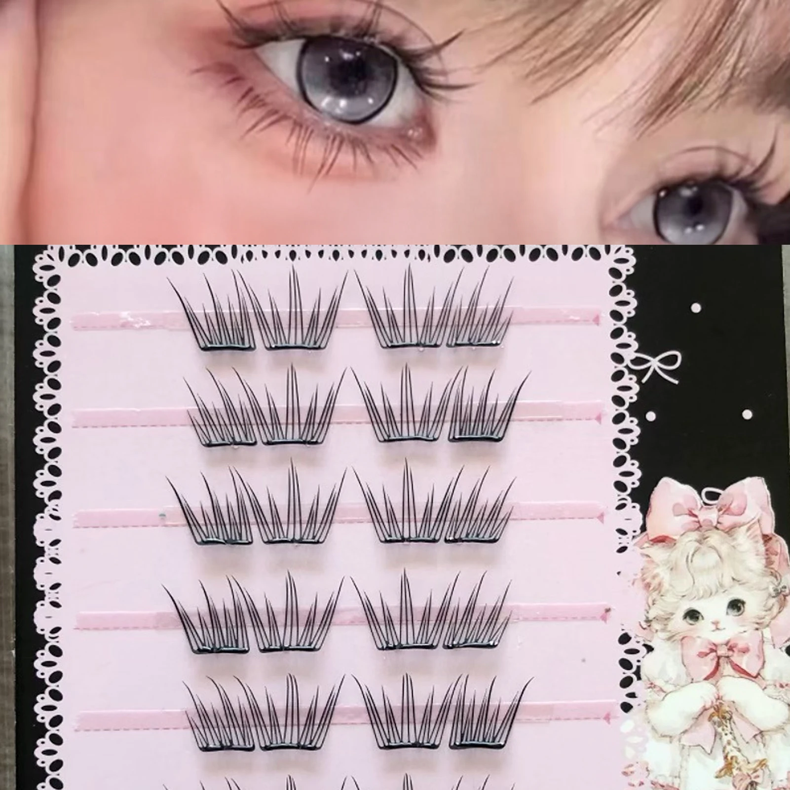 Glue-free False Eyelashes Natural No Glue Needed Eyelashes Extension Segmented Curl Eyelash Clusters Individual Manga Lashes