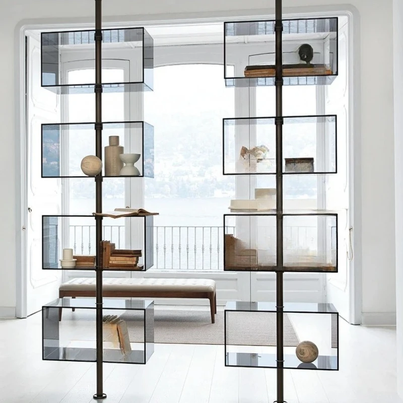 Storage Stainless Steel Partition Shelf Bookshelf Acrylic Locker Screen Display Stand