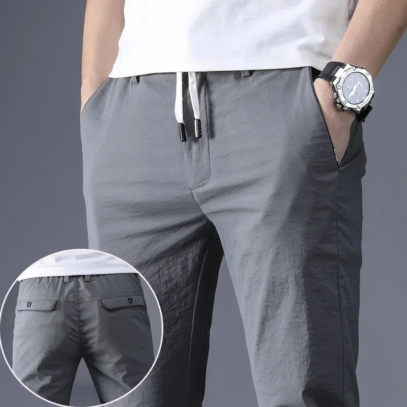 MRMT 2024 Brand Summer Men's Trousers Super Thin Breathable Stretch Trend To Trim Pants for Male Small Foot Casual Trouser