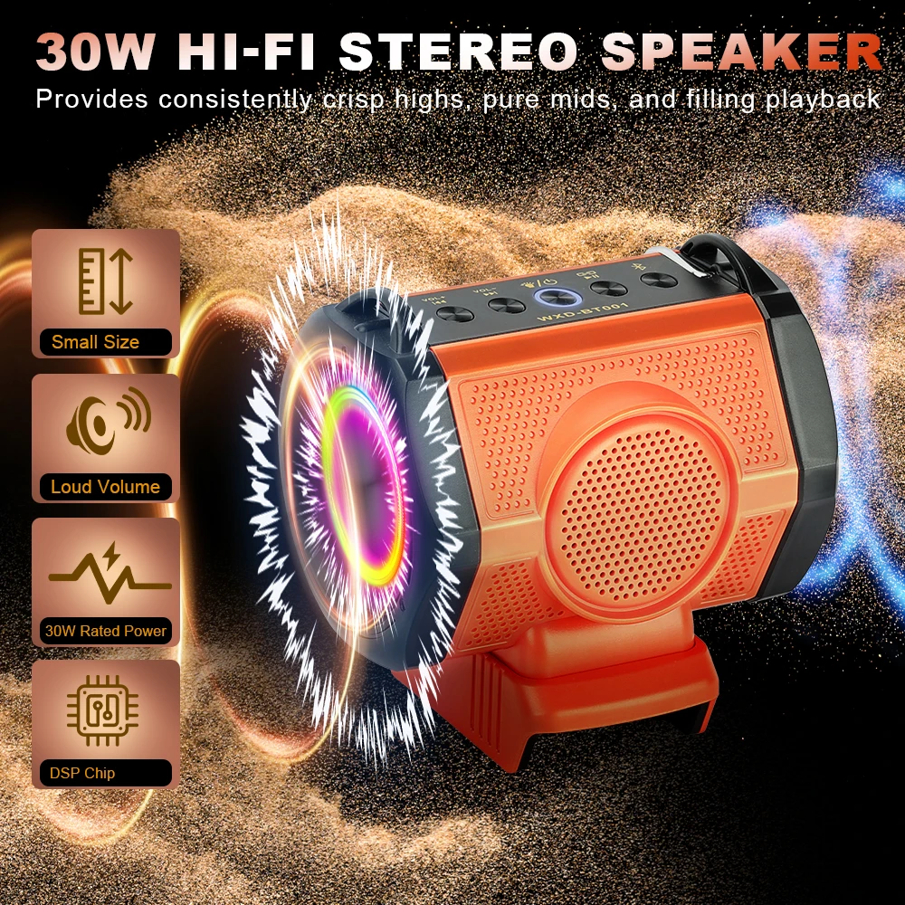 Bluetooth Speaker for Black&decker 20v Battery,Wireless Speaker with HD Sound TWS Pairing, for Party Outdoor Jobsites(No Battery