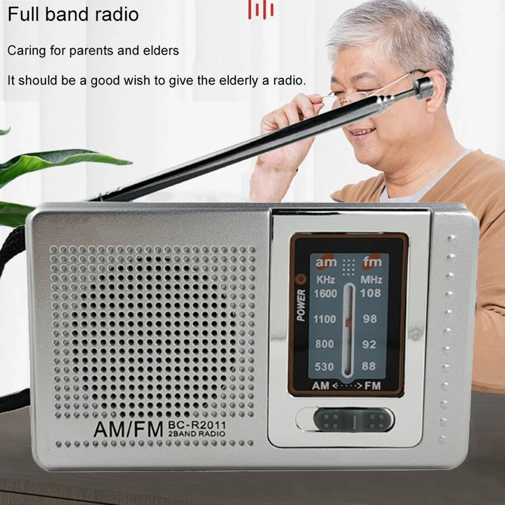 Mini AM/FM Radio HiFi Portable Elder Radio Telescopic Antenna Battery Powered Pocket Pointer Radio 3.5mm Jack Built-in Speaker