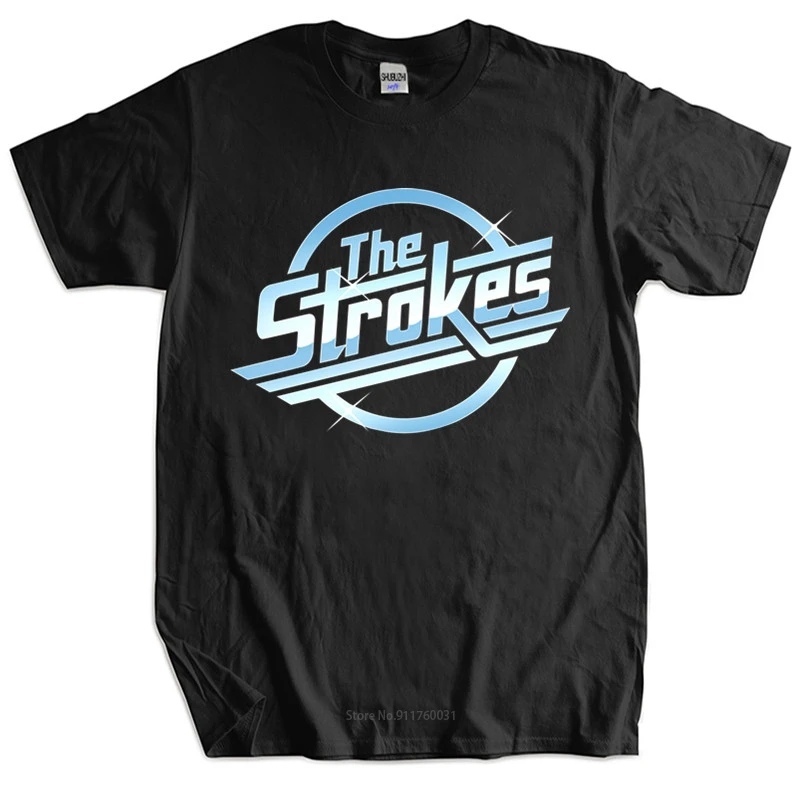 Men's Cotton T Shirt Summer Tops The Strokes T Shirt Men's Clothing Women's Indie Rock Band Black T-shirt