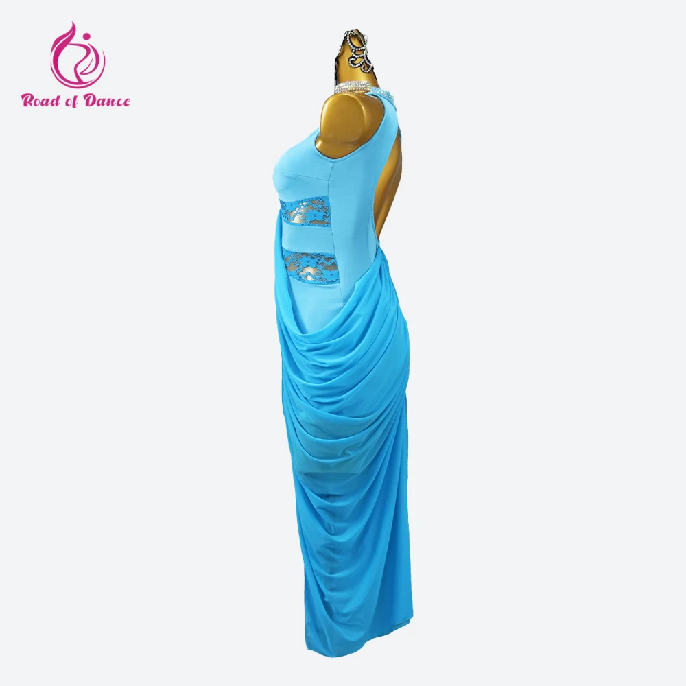 2024 Nieuwe Lijn Dans Kostuum Vrouwen Blauw Pak Latin Wear Kleding Avondjurk 2024 Prom Sexy Party Outfits Meisjes partijen Jumpsuit