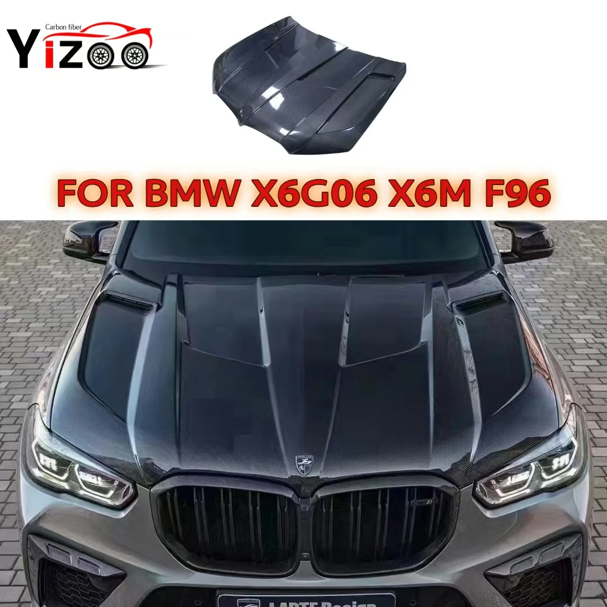 LD Style Hood High Quality Carbon Fiber Dry Carbon Durable Car body kit for BMW X6 G06 X6M F96 2019 UP