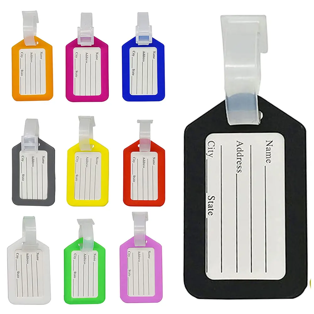 10pcs Plastic Tags with Loops Luggage Tags Multicolor Suitcase ID Labels Bag Name Tag Travel Baggage Identifiers Suitcase ID Tag