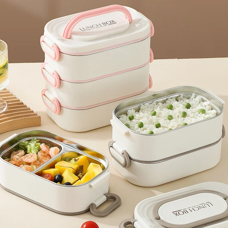 Insulated 304 Stainless Steel Lunch Box Set with Soup Rice Bowl Microwave Safe Office Lunch Box for Students with Heat Retention