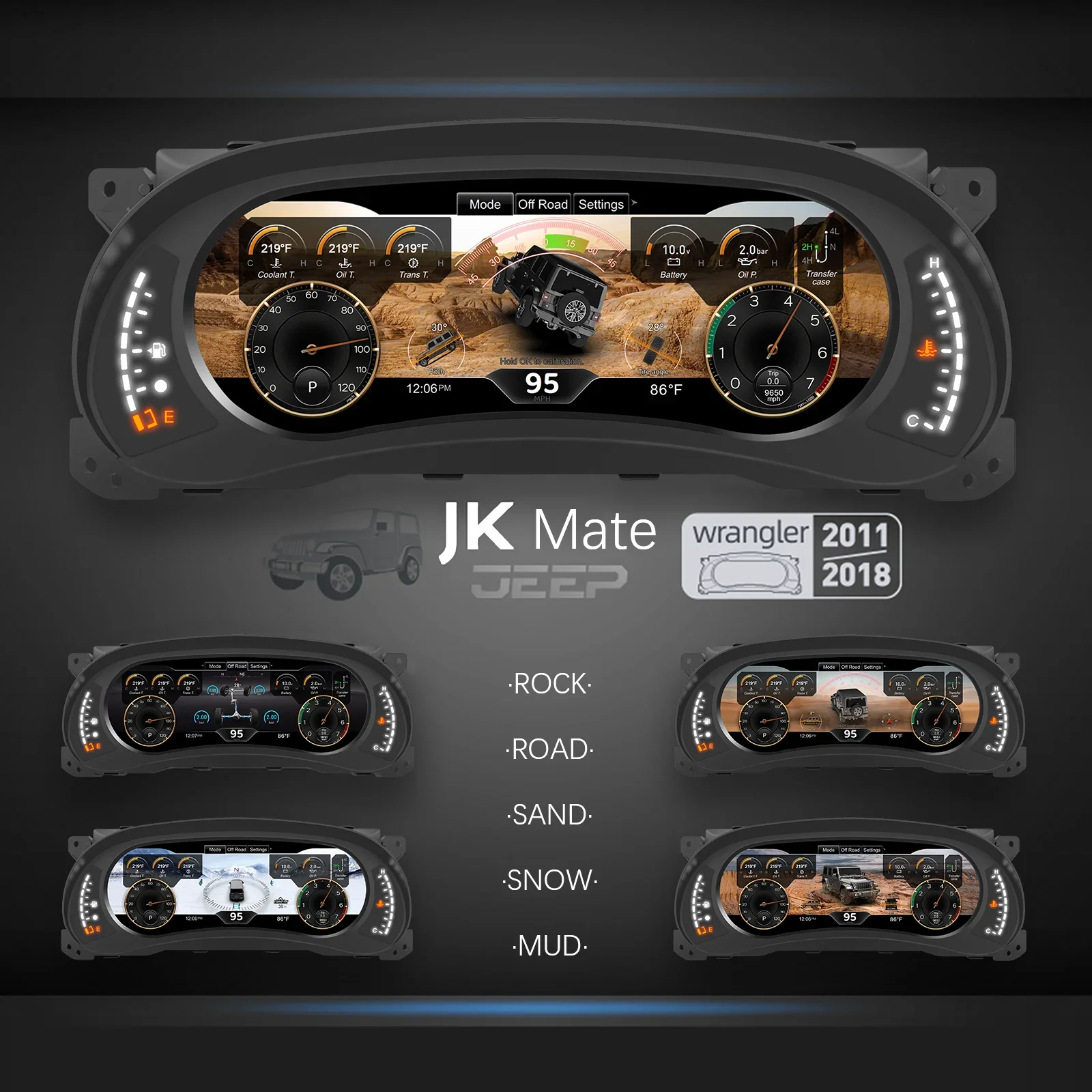 

12.3 "1920*720 Auto Lcd Dashboard Paneel For Jeep Wrangler Rubicon 2011-2018 Instrumentenpaneel Virtuele Cockpit