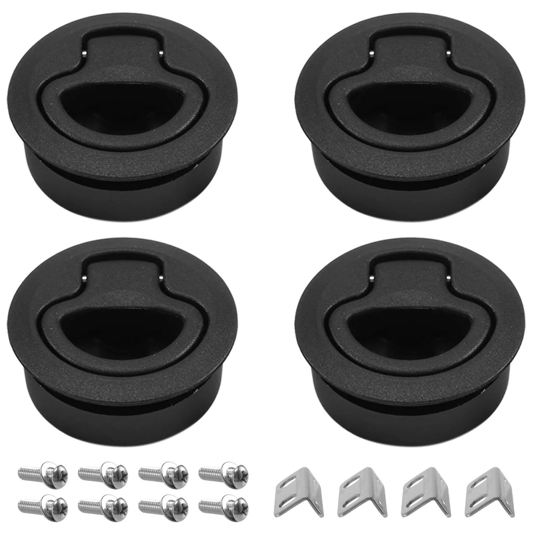 4Pcs Round Black Pull Latch for RV Boat Deck Hatch Door Replacement