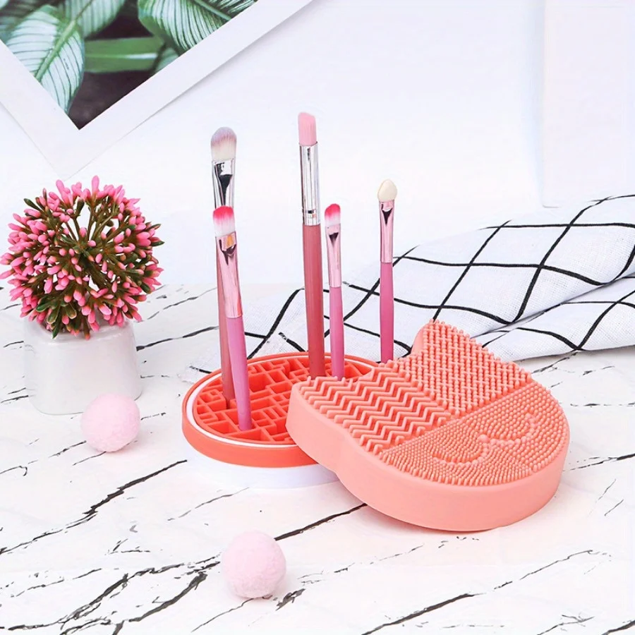 Nettoyeur de brosse de maquillage en forme de chat, porte-brosse, outils, support en Silicone, organisateur avec support de séchage, tapis de nettoyage de brosse de maquillage