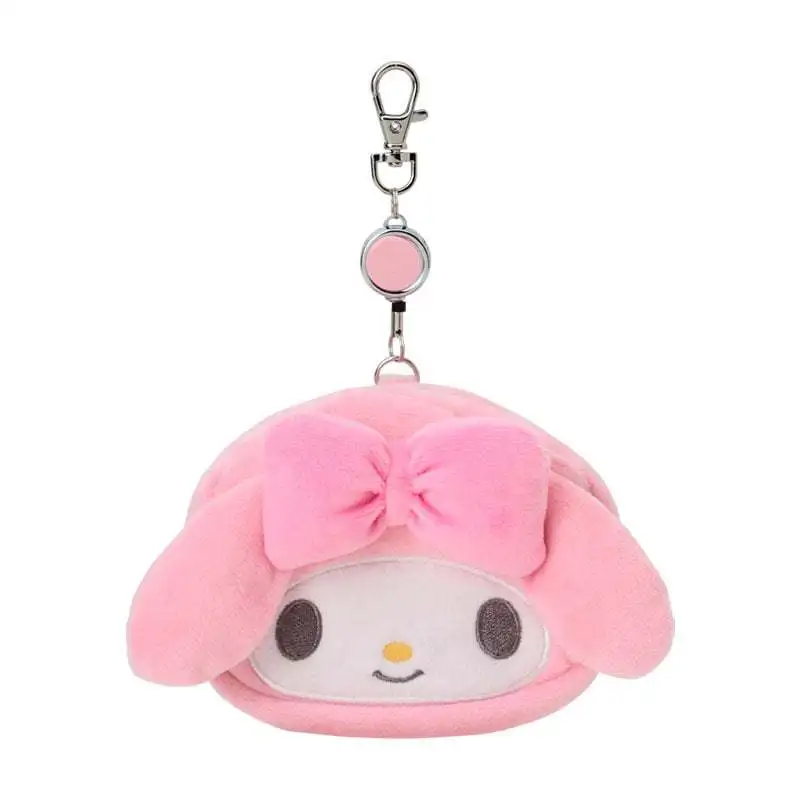 Anime Sanrio Hello Kitty Cinnamoroll My Melody Kuromi Plush Coin Purse Stretchable Keychain Kawaii Headphone Storage Bag Gift