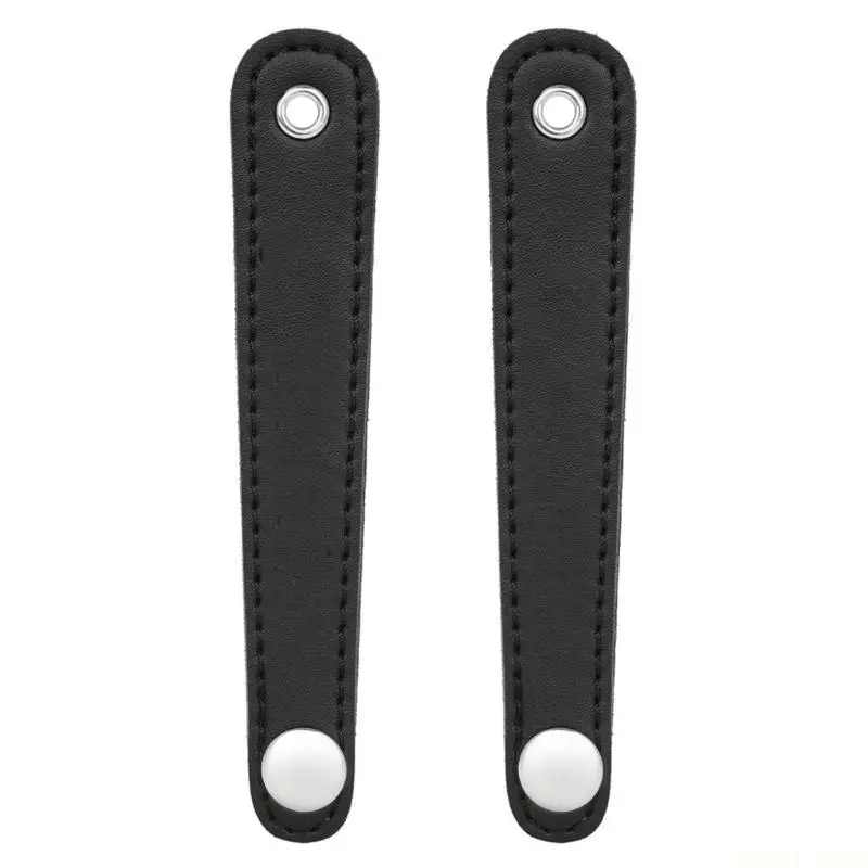 U2JB Black Leather Accordion Bellow Strap with Secure Closure PU Texture Suitable for Stable Instrument Attachment