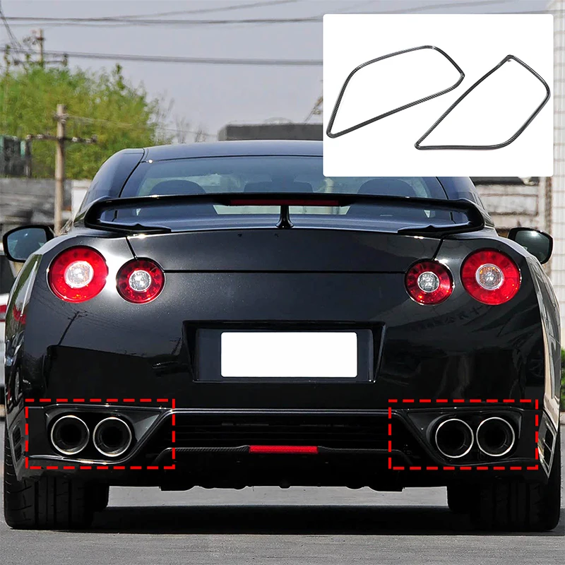 

Настоящее углеродное волокно для Nissan GTR R35 2008-2016, автомобильная выхлопная труба, глушитель, рамка, декоративная наклейка, аксессуары для внешней защиты