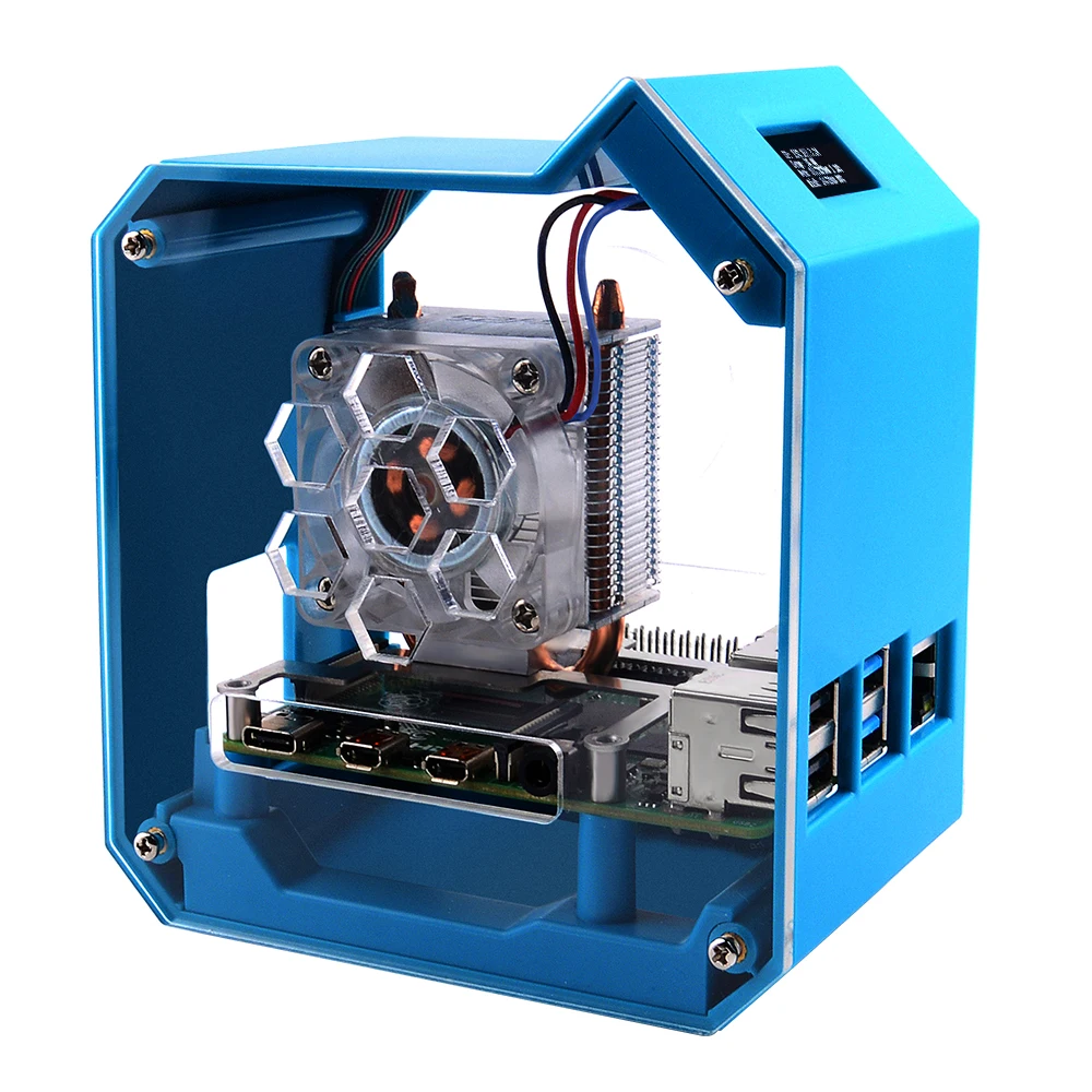 

Mini Tower Kit For Raspberry Pi 4B, Desktop Computer Case, Strong Heat Dissipation, OLED Screen Displa ABS material case