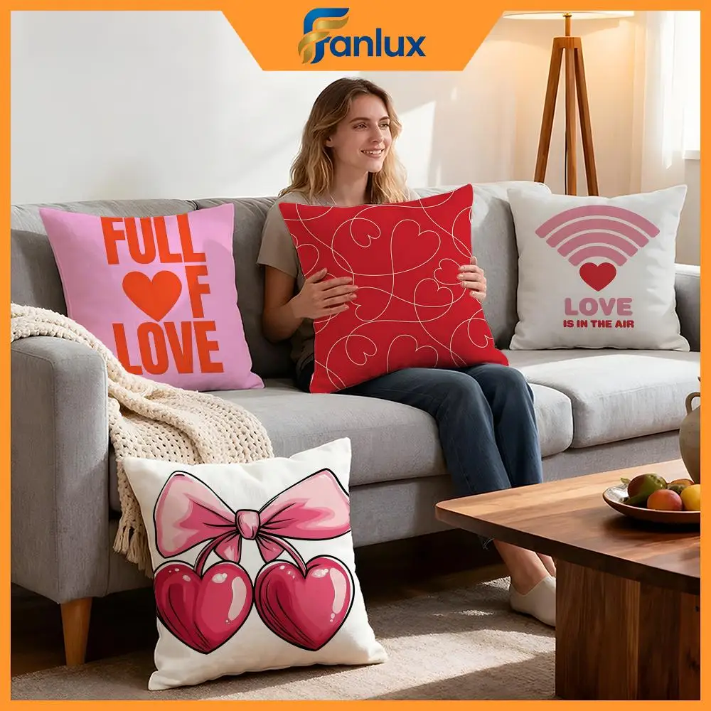 Feiertags-Valentinstag-Kissenbezug, 4-teilig, dekorative Bezüge, weiche Kissenhülle für Sofa, Couch, Dekoration, 40 x 40, 45 x 45, Kissenbezüge