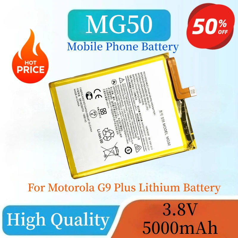 

New High Quality MG50 Mobile Phone Battery 3.8V 5000mAh 19.4Wh for Motorola G9 Plus Rechargeable Lithium Polymer Battery