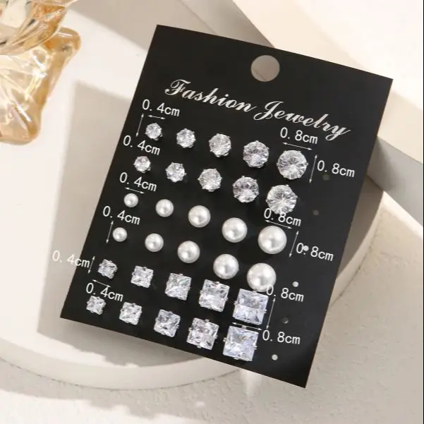 12 Pairs Of Luxurious, Simple, Shiny, And Caring Zirconia Decorative Earrings Are Suitable For Gifts To Parties,And Couples