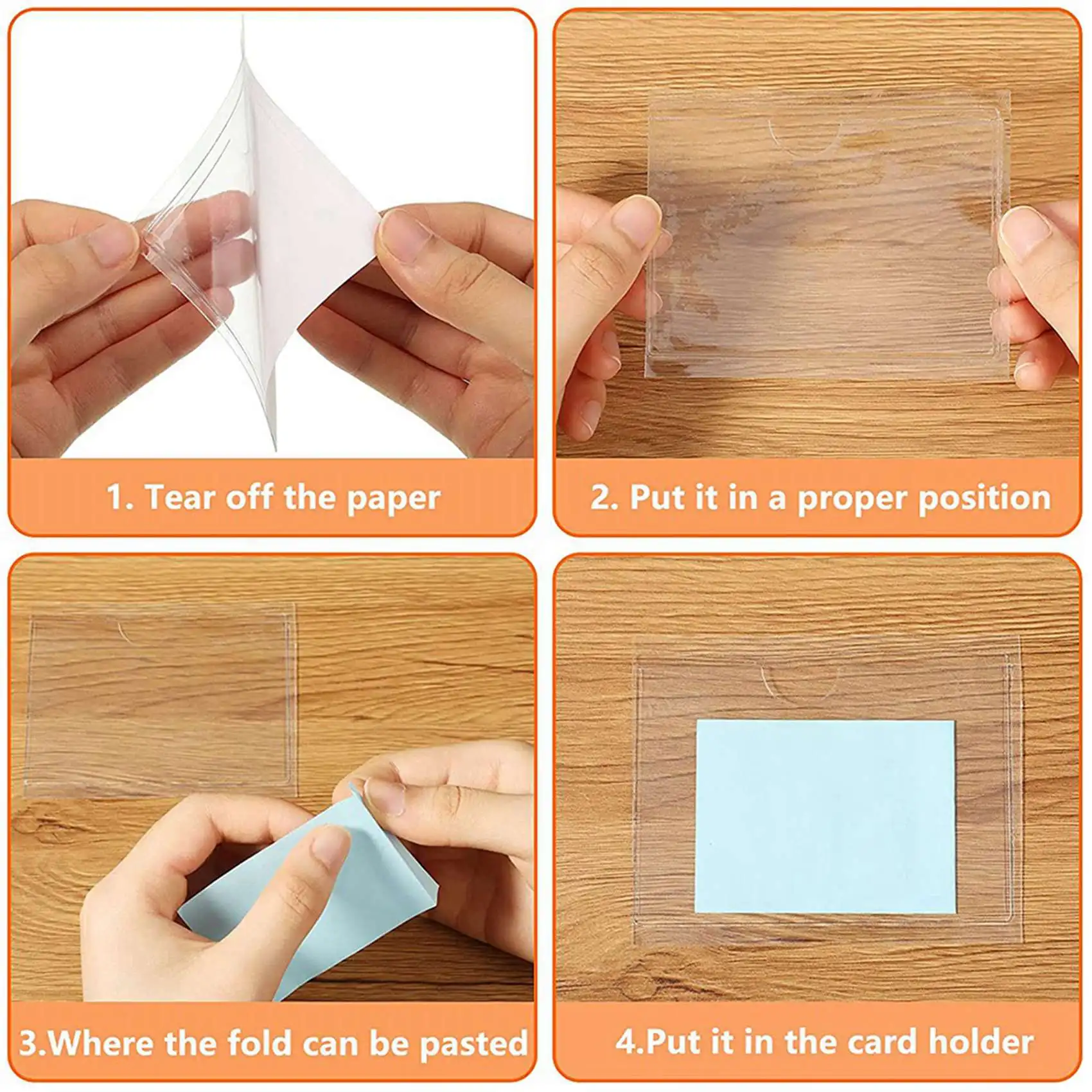 72Pcs Self-Adhesive Label Card Holder Index Pockets Holder 6X8.5Cm Clear Plastic Card Holder Adhesive Label Holder