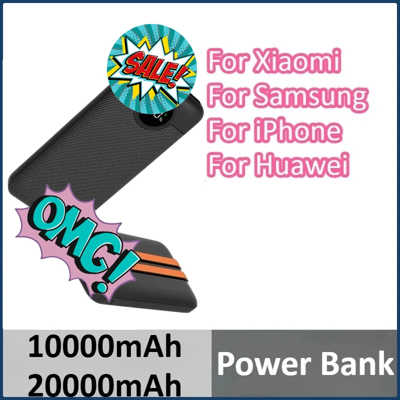 

22.5W Super Fast Charging Power Bank With Built-in Cable For Xiaomi For Samsung For iPhone For Huawei 10000mAh 20000mAh