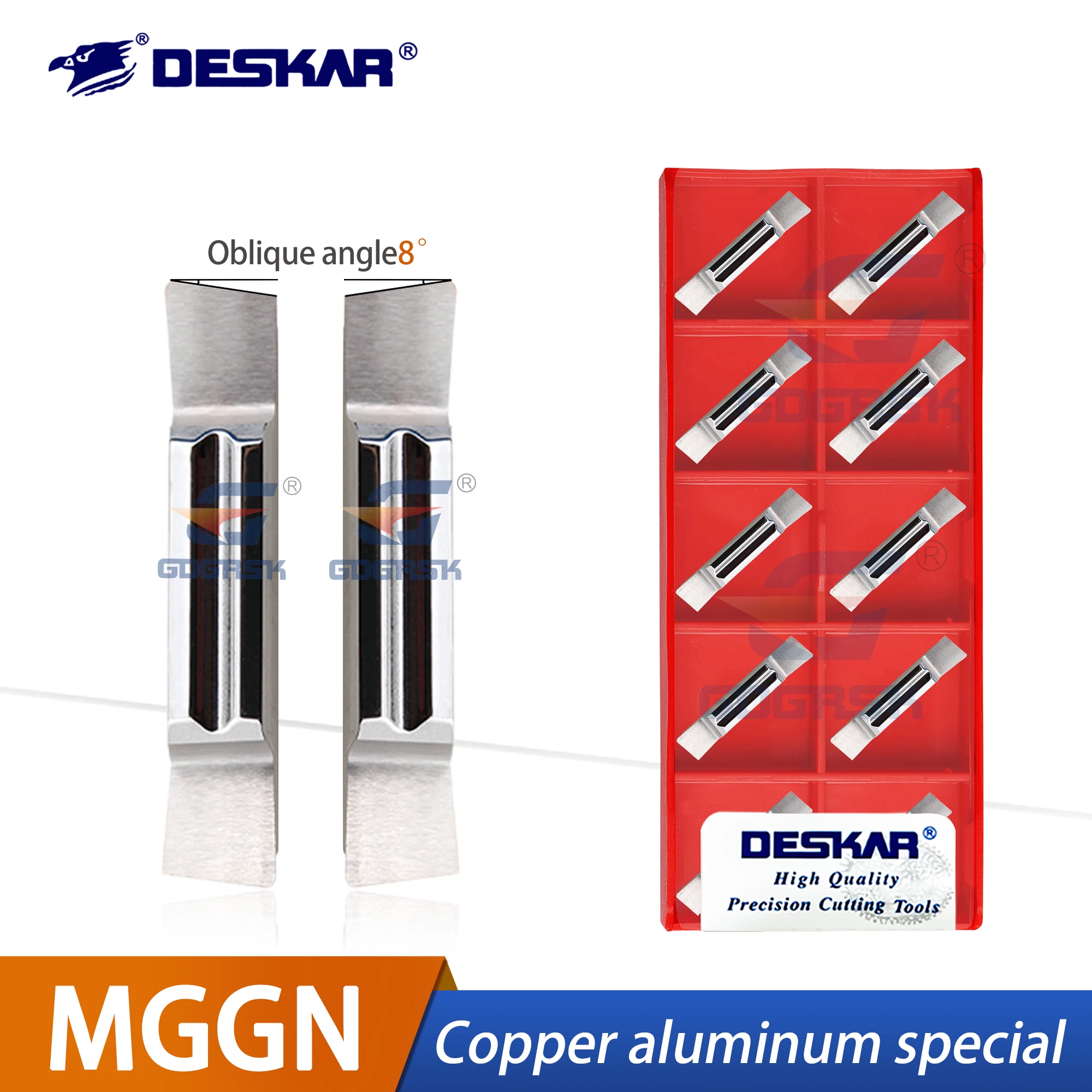 

DESKAR 100% Original CNC Copper Aluminum Special Groove Cutting Blade MGGN K10 Left And Right Oblique Mouth Slotting Sever Tool
